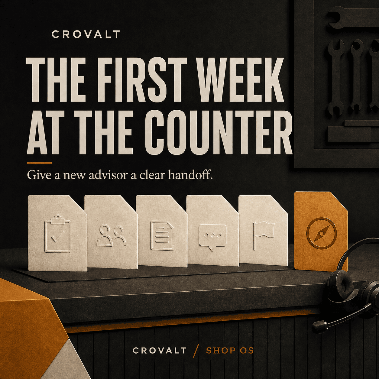 Illustration of a five-day service advisor onboarding checklist