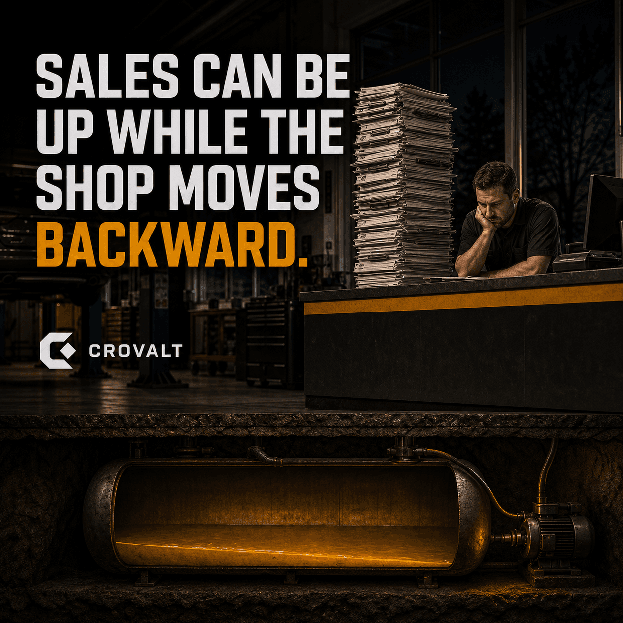 A shop owner facing strong sales paperwork while the gross-profit fuel available to run the shop remains low